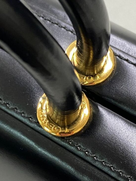 Loewe Vintage Handbag Anagram Logo Black Leather Bag - Picture 5 of 10